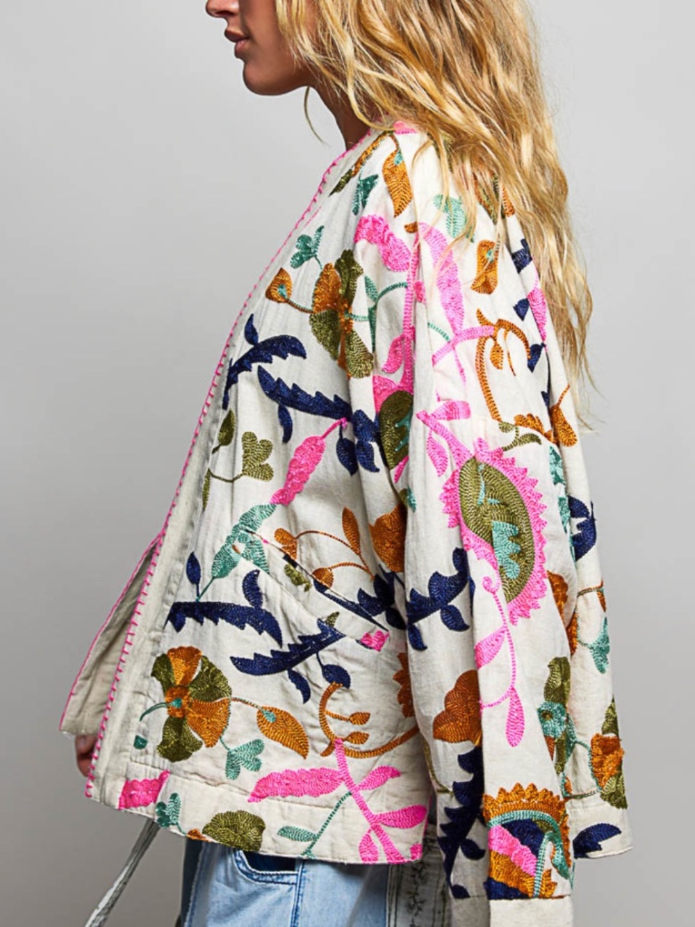 POL Multicolor Floral Embroidered Open Front Cardigan - Picture 8 of 10